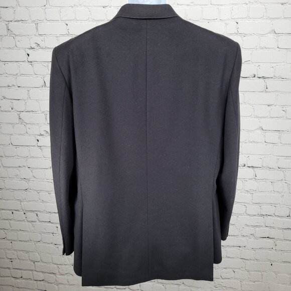 Daks Jermyn Street Black Wool Cashmere 2 Button Double Vent Blazer Sportcoat 46R - Picture 2 of 16